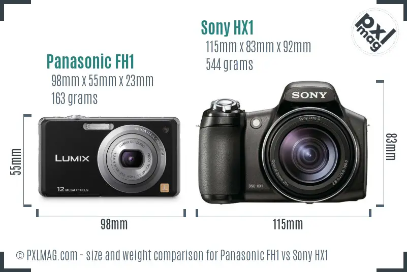 Panasonic FH1 vs Sony HX1 size comparison