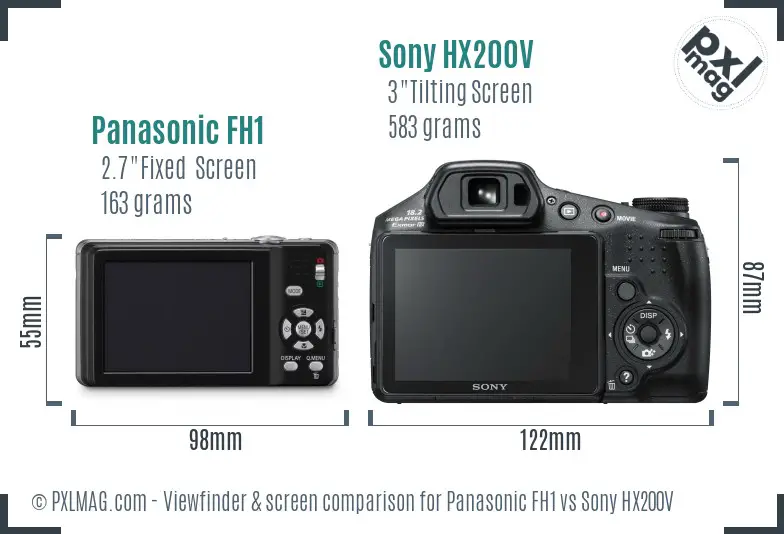 Panasonic FH1 vs Sony HX200V Screen and Viewfinder comparison