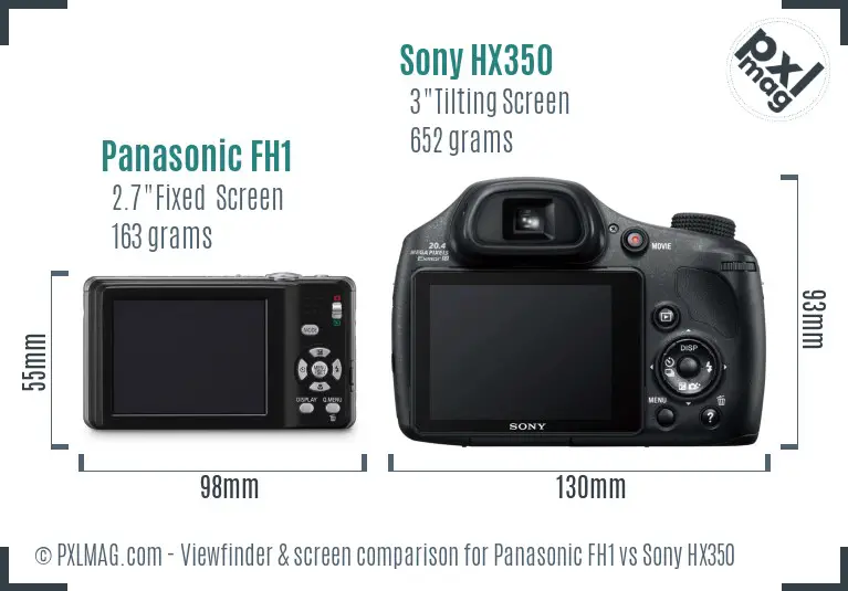 Panasonic FH1 vs Sony HX350 Screen and Viewfinder comparison