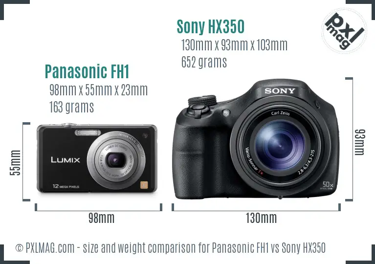 Panasonic FH1 vs Sony HX350 size comparison