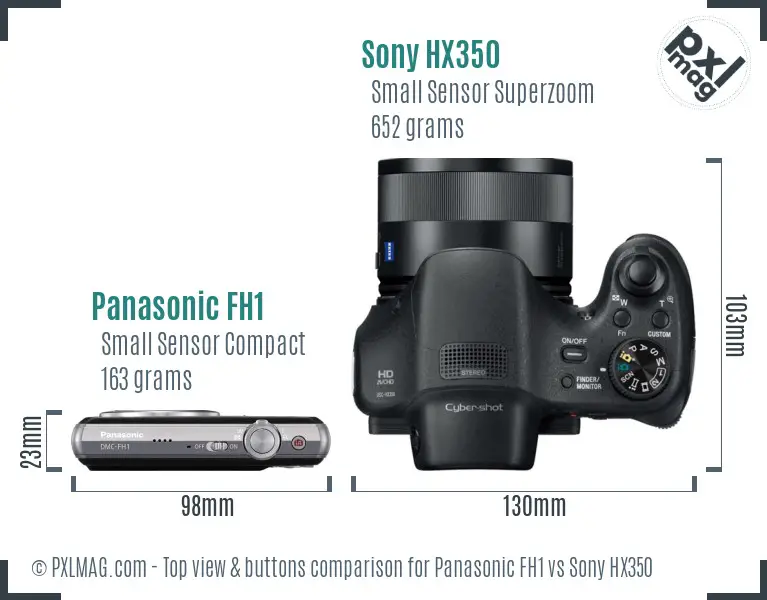 Panasonic FH1 vs Sony HX350 top view buttons comparison