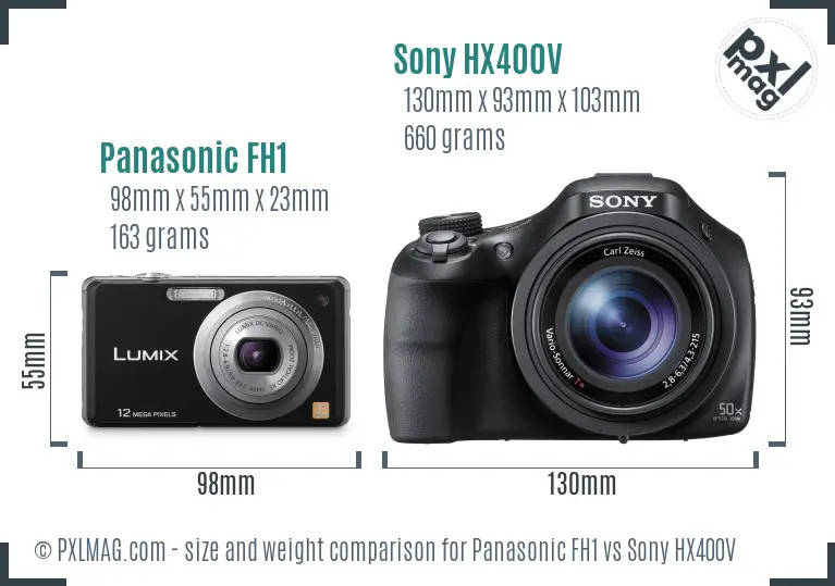 Panasonic FH1 vs Sony HX400V size comparison