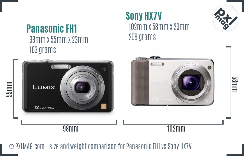 Panasonic FH1 vs Sony HX7V size comparison