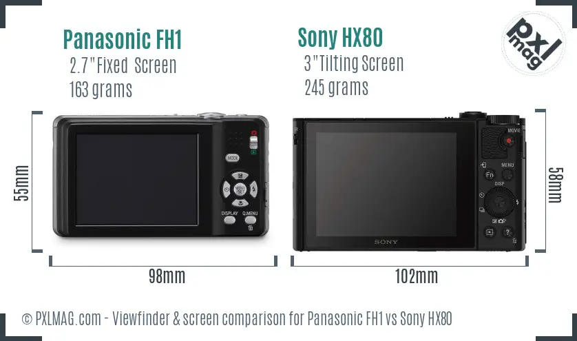 Panasonic FH1 vs Sony HX80 Screen and Viewfinder comparison
