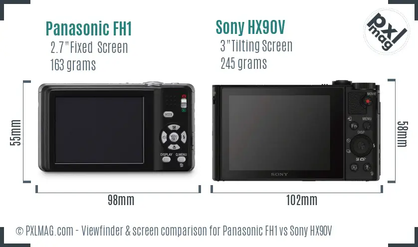 Panasonic FH1 vs Sony HX90V Screen and Viewfinder comparison