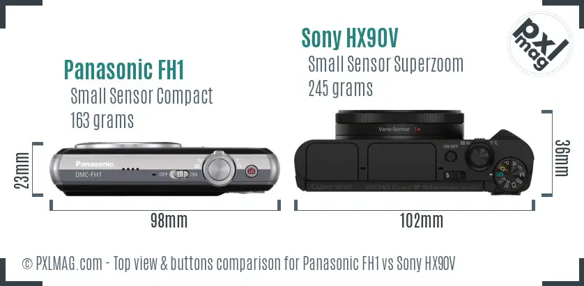 Panasonic FH1 vs Sony HX90V top view buttons comparison