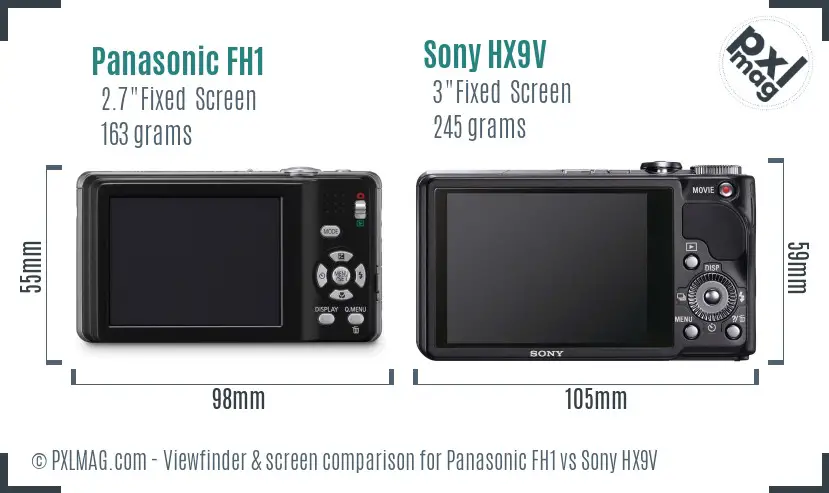 Panasonic FH1 vs Sony HX9V Screen and Viewfinder comparison