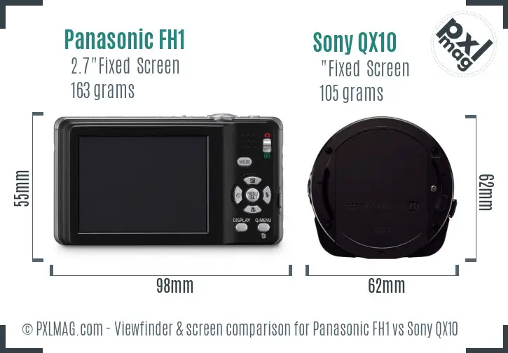 Panasonic FH1 vs Sony QX10 Screen and Viewfinder comparison