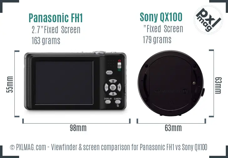 Panasonic FH1 vs Sony QX100 Screen and Viewfinder comparison