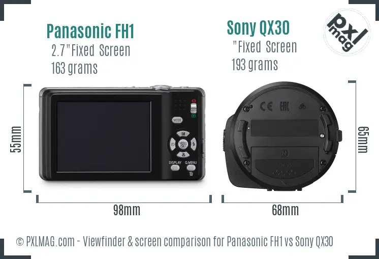 Panasonic FH1 vs Sony QX30 Screen and Viewfinder comparison