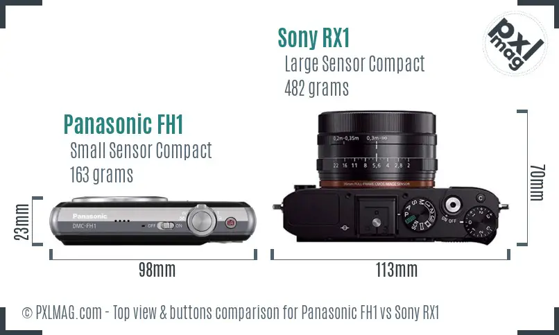 Panasonic FH1 vs Sony RX1 top view buttons comparison