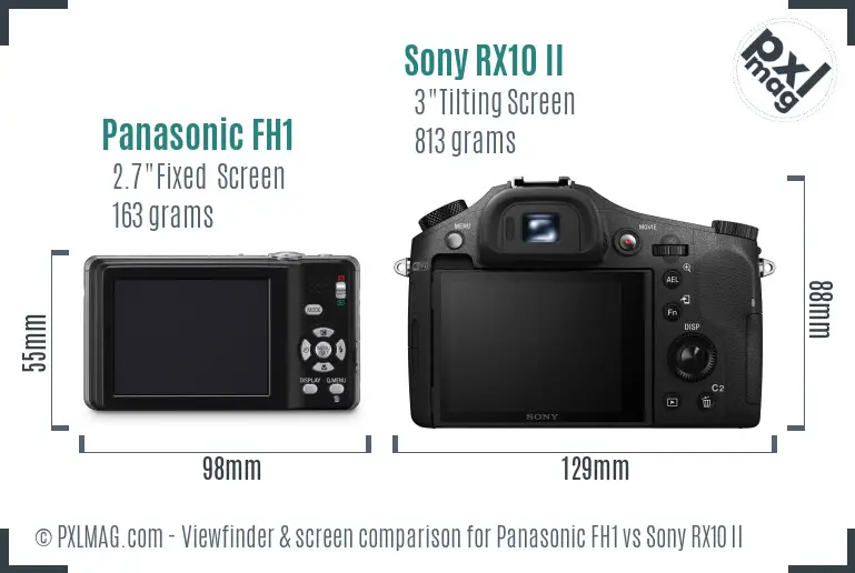 Panasonic FH1 vs Sony RX10 II Screen and Viewfinder comparison