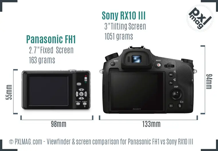 Panasonic FH1 vs Sony RX10 III Screen and Viewfinder comparison