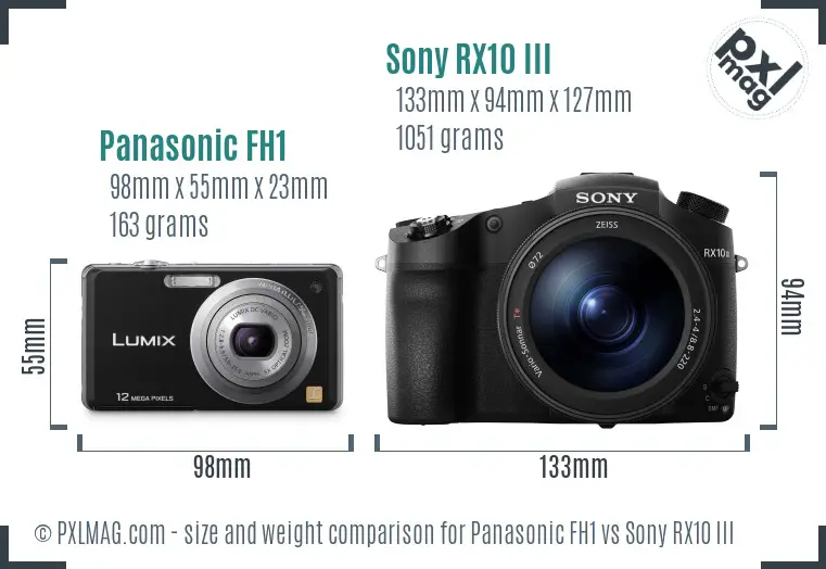 Panasonic FH1 vs Sony RX10 III size comparison
