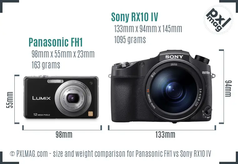 Panasonic FH1 vs Sony RX10 IV size comparison