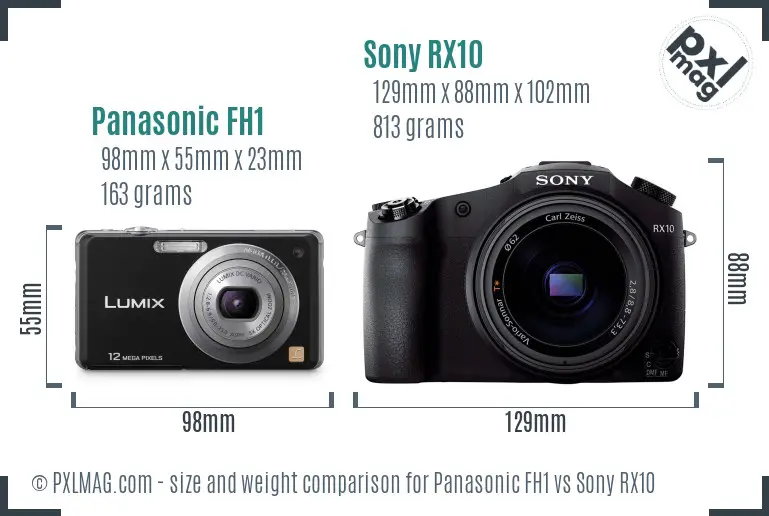 Panasonic FH1 vs Sony RX10 size comparison