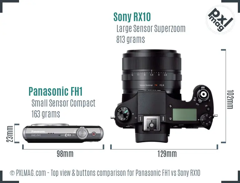 Panasonic FH1 vs Sony RX10 top view buttons comparison