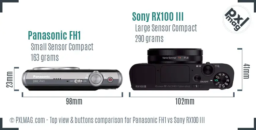 Panasonic FH1 vs Sony RX100 III top view buttons comparison
