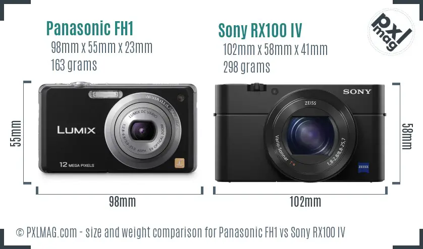 Panasonic FH1 vs Sony RX100 IV size comparison