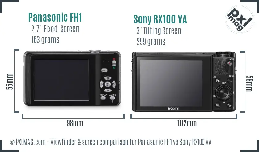 Panasonic FH1 vs Sony RX100 VA Screen and Viewfinder comparison