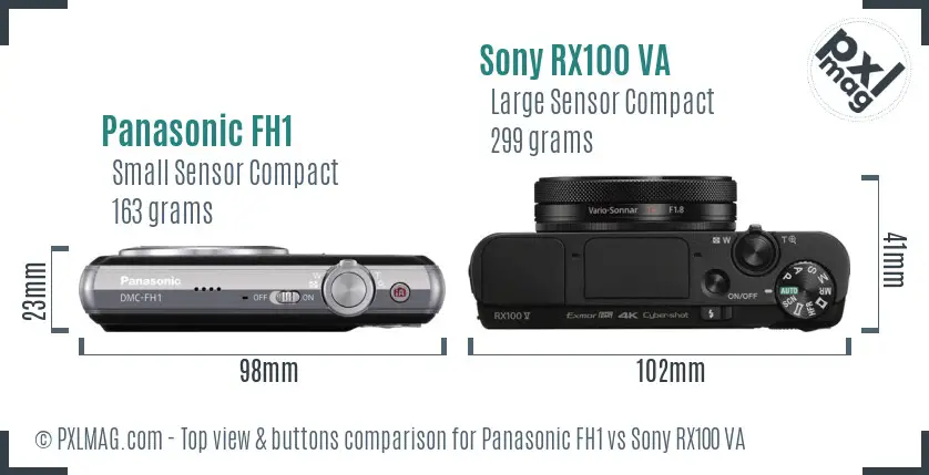 Panasonic FH1 vs Sony RX100 VA top view buttons comparison