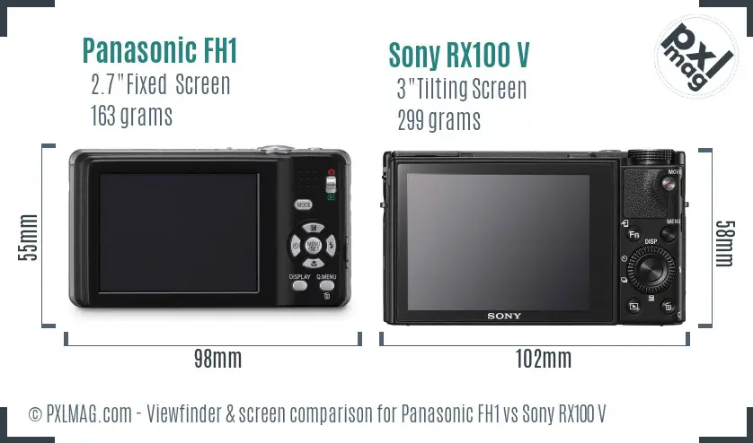 Panasonic FH1 vs Sony RX100 V Screen and Viewfinder comparison