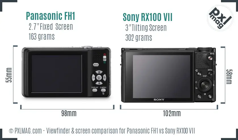 Panasonic FH1 vs Sony RX100 VII Screen and Viewfinder comparison