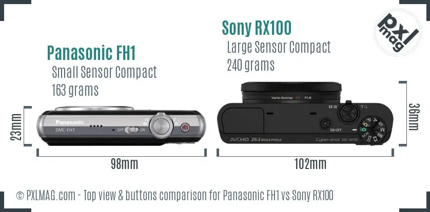 Panasonic FH1 vs Sony RX100 top view buttons comparison