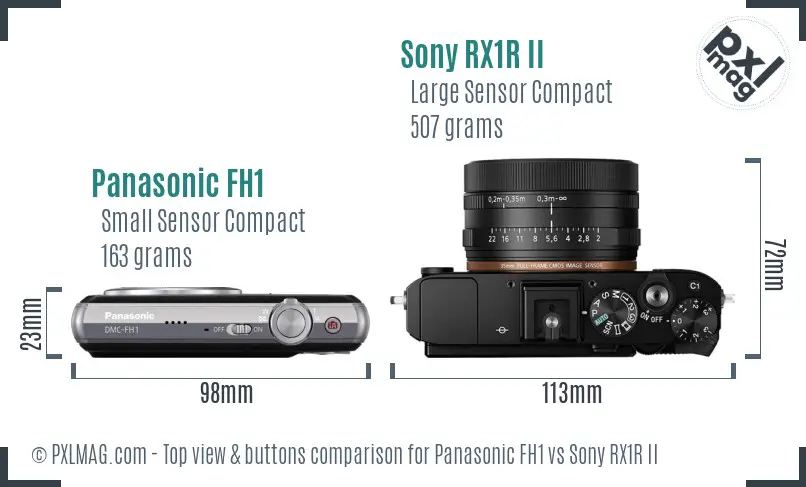 Panasonic FH1 vs Sony RX1R II top view buttons comparison