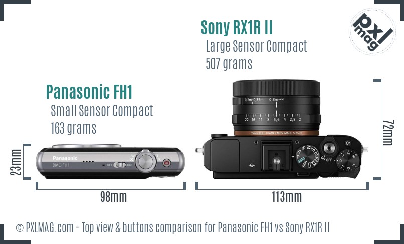 Panasonic FH1 vs Sony RX1R II top view buttons comparison