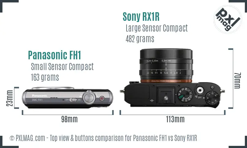 Panasonic FH1 vs Sony RX1R top view buttons comparison