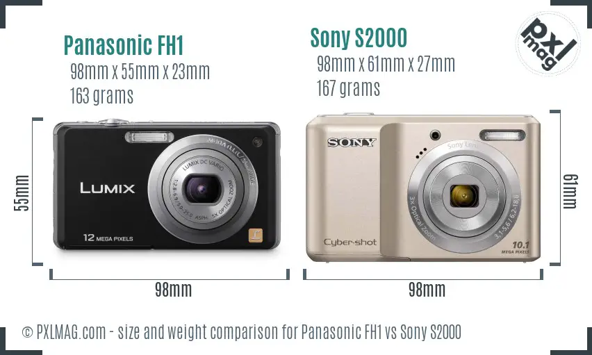 Panasonic FH1 vs Sony S2000 size comparison