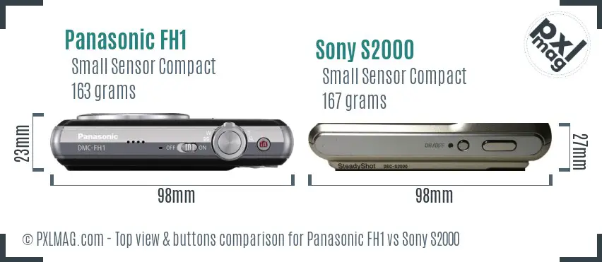 Panasonic FH1 vs Sony S2000 top view buttons comparison
