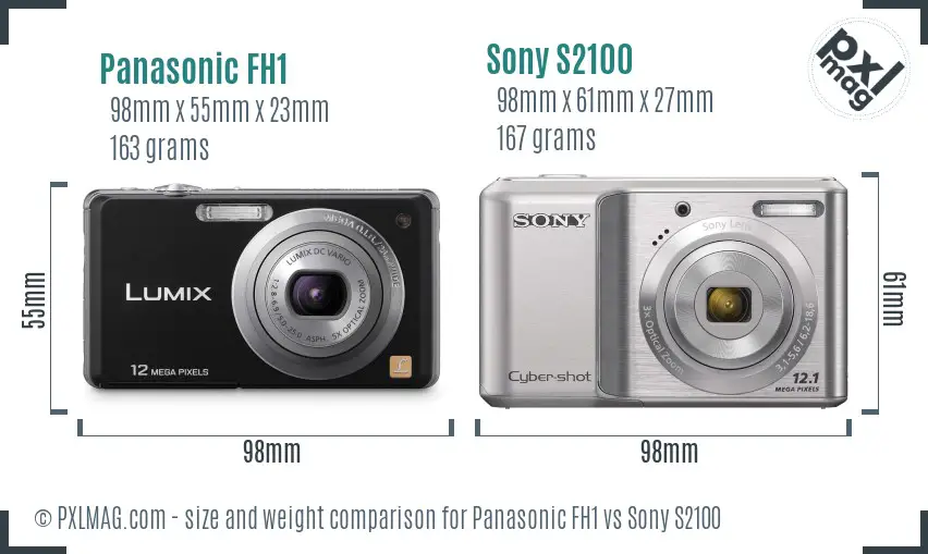 Panasonic FH1 vs Sony S2100 size comparison