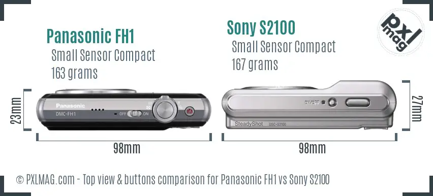 Panasonic FH1 vs Sony S2100 top view buttons comparison