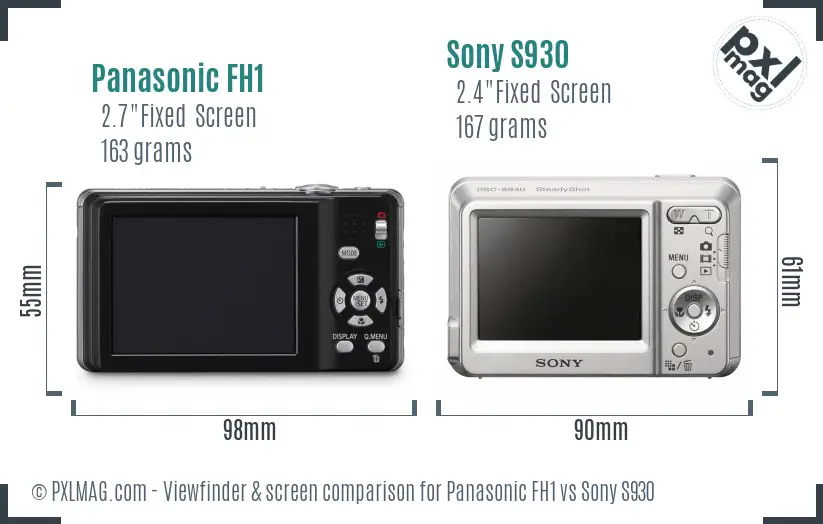Panasonic FH1 vs Sony S930 Screen and Viewfinder comparison
