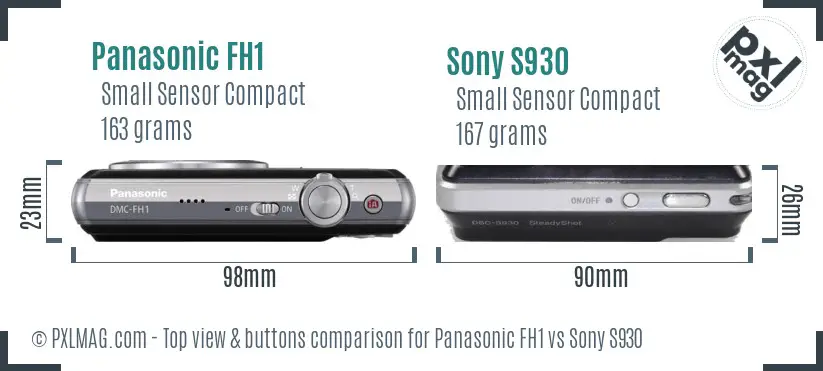 Panasonic FH1 vs Sony S930 top view buttons comparison