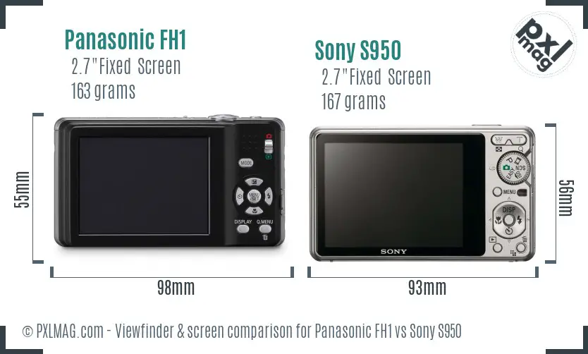 Panasonic FH1 vs Sony S950 Screen and Viewfinder comparison