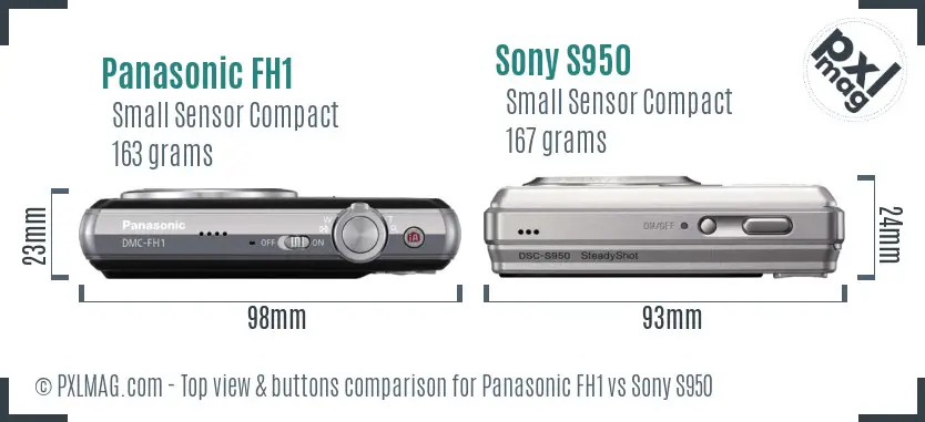 Panasonic FH1 vs Sony S950 top view buttons comparison
