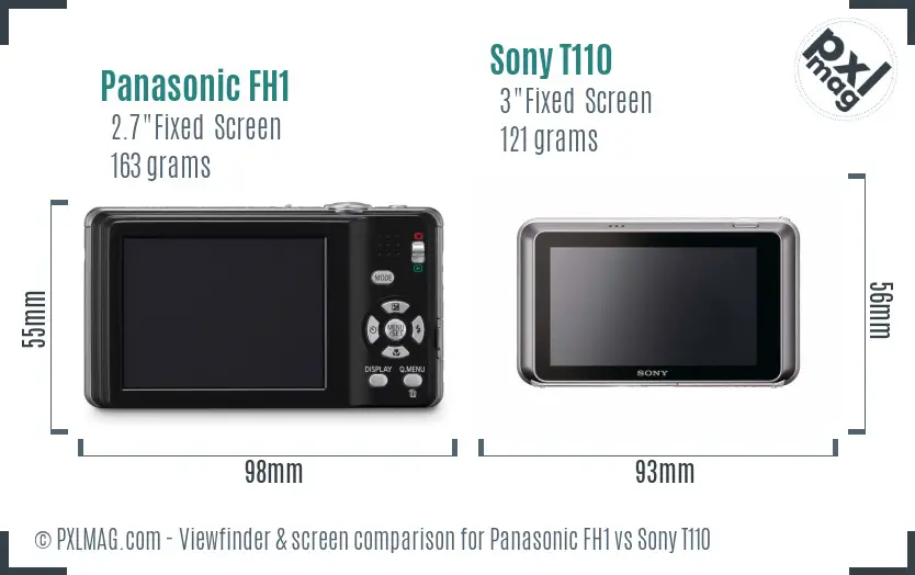 Panasonic FH1 vs Sony T110 Screen and Viewfinder comparison