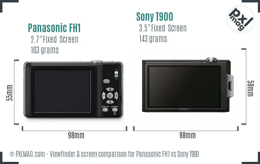 Panasonic FH1 vs Sony T900 Screen and Viewfinder comparison