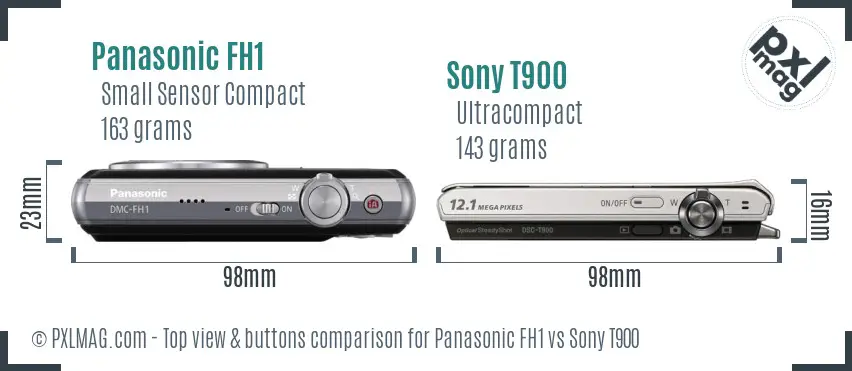 Panasonic FH1 vs Sony T900 top view buttons comparison