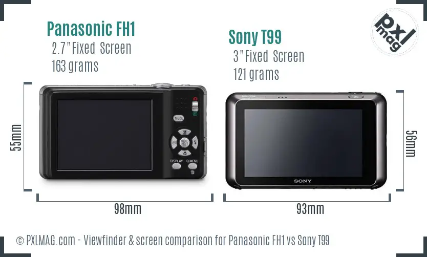 Panasonic FH1 vs Sony T99 Screen and Viewfinder comparison