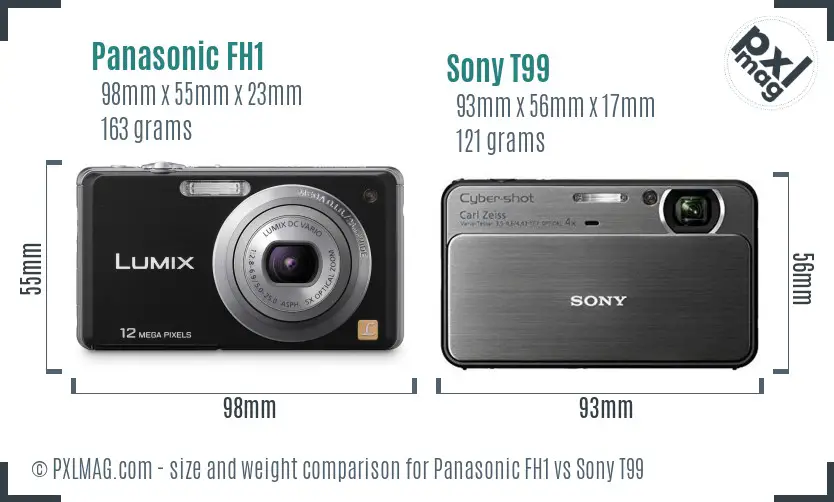 Panasonic FH1 vs Sony T99 size comparison