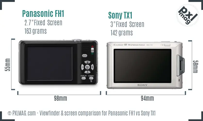 Panasonic FH1 vs Sony TX1 Screen and Viewfinder comparison