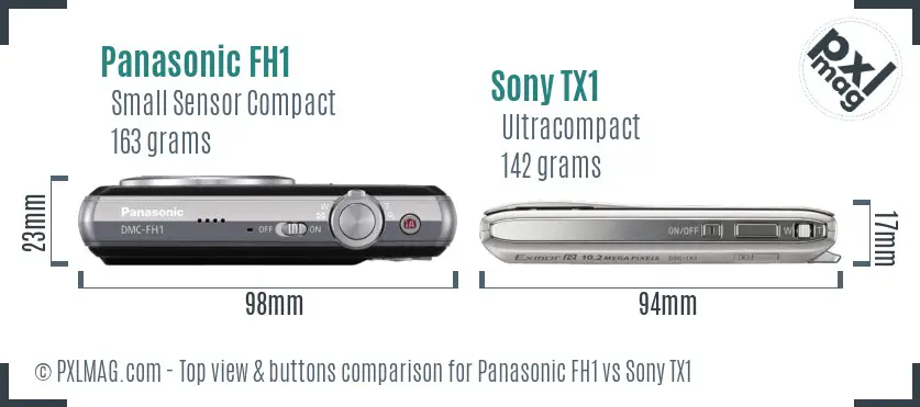 Panasonic FH1 vs Sony TX1 top view buttons comparison