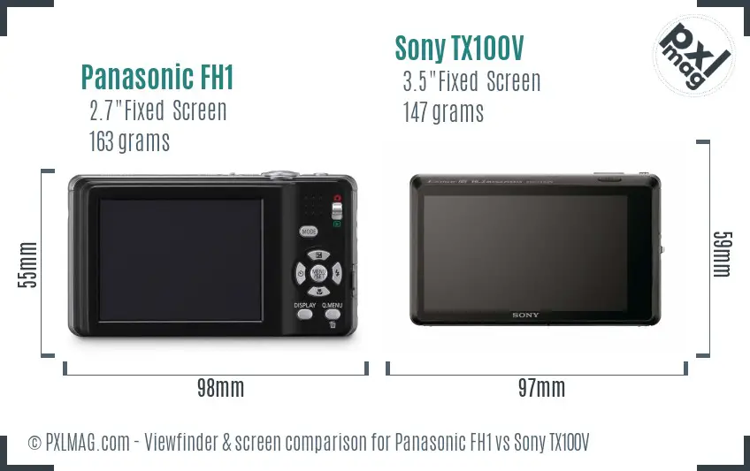 Panasonic FH1 vs Sony TX100V Screen and Viewfinder comparison Panasonic FH1 vs Sony TX100V Screen and Viewfinder comparison