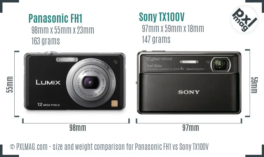 Panasonic FH1 vs Sony TX100V size comparison Panasonic FH1 vs Sony TX100V size comparison