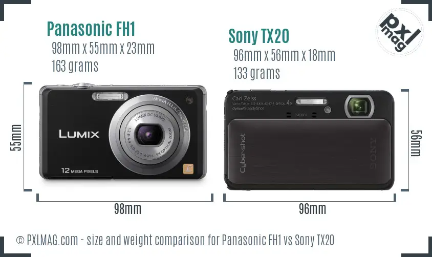 Panasonic FH1 vs Sony TX20 size comparison