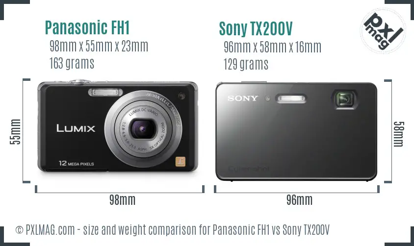 Panasonic FH1 vs Sony TX200V size comparison